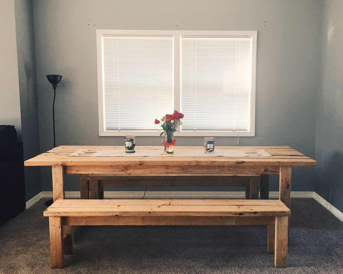 Farm table and two benches Ana White